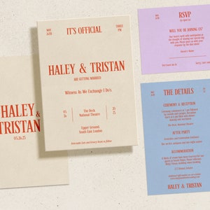 Retro Wedding Invitation Template Bold Colorful Wedding Invitation, Fun Bright Editable Wedding Modern Invites, Digital Download | FIFI