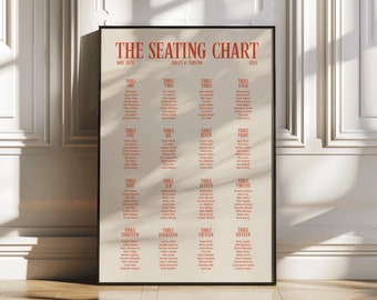Retro Wedding Seating Chart Template, Retro Colorful Fun Bold Editorial Vintage Inspired Decor, Printable Digital Download Stationary, FIFI