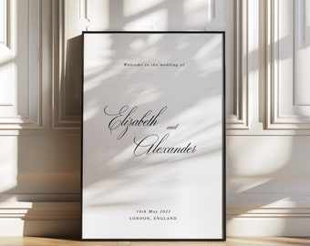 Classic Wedding Welcome Sign Template, Modern Vintage Chic Script Calligraphy Stationery, Luxury Elegant, Printable Digital Download, REMI