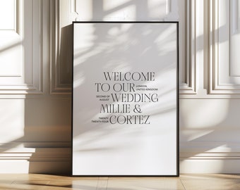 Modern Minimalist Wedding Welcome Sign, Simple Classic Editorial Stationery Wedding Display Decor Entrance, Printable Digital Download, EDGE
