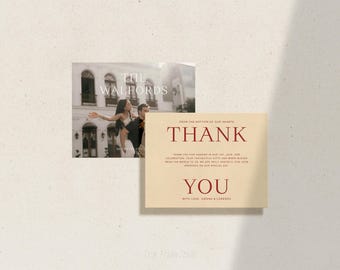 Modern Wedding Thank You Card Template, Colorful Bright Typographic Editorial Personalized Stationery Note,  Printable Digital, SORIN