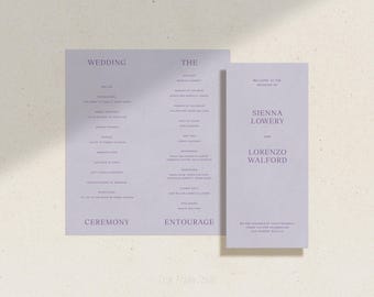 Modern Wedding Program Template, Colorful Bright Typographic Editorial Stationery, Bi fold Printable Digital Download, SORIN