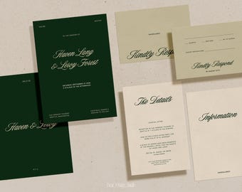 Retro Wedding Invitation Template, Vintage Script Modern Stationery Suite, Personalized Editable Printable Digital Download, NOTO