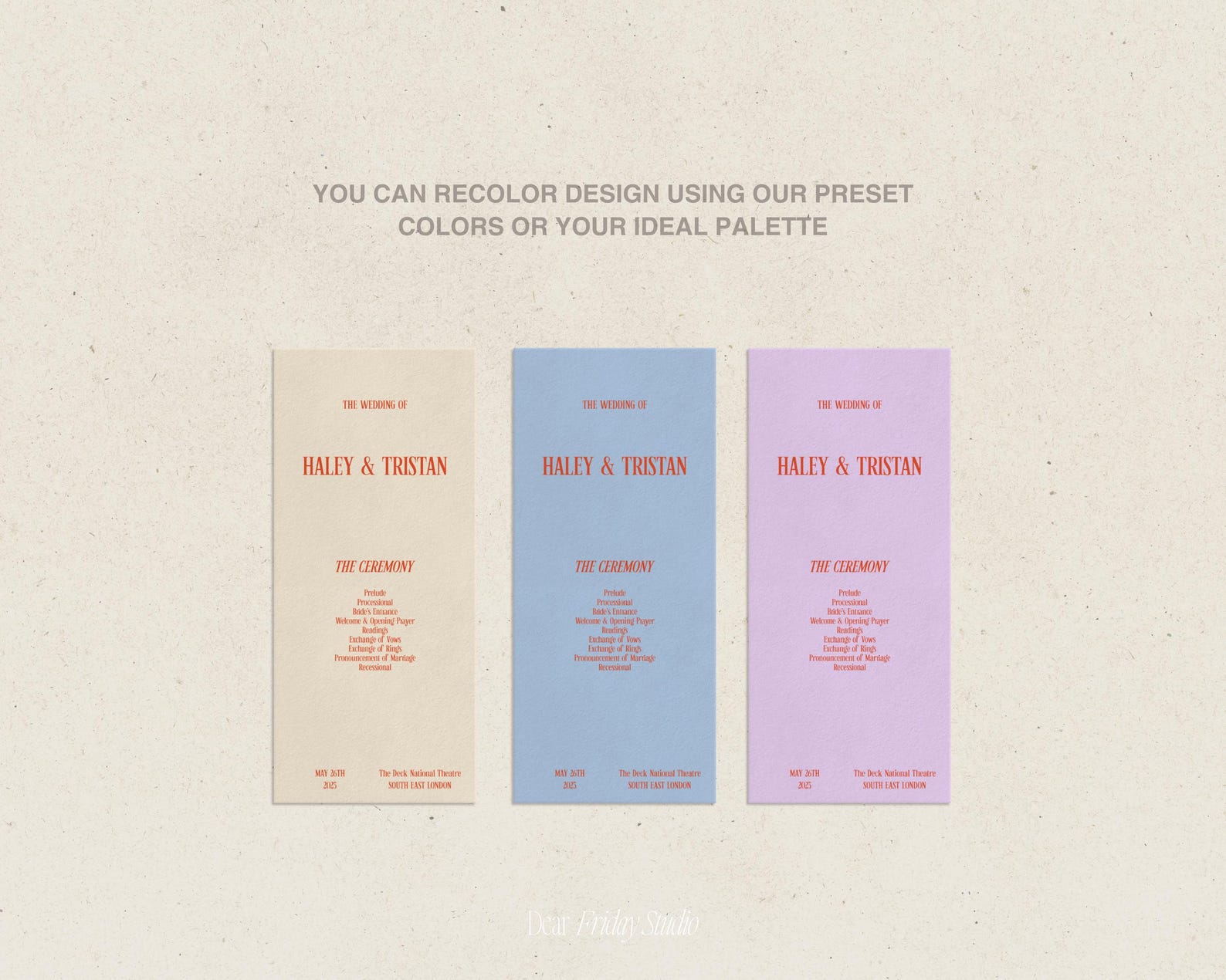 Retro Wedding Program Template, Bold Colorful Fun Bright Vintage ...