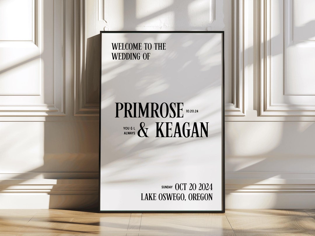 Modern Wedding Welcome Sign Template, Classic Bold Vintage Editorial ...