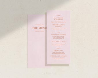 Modern Wedding Menu Template, Colorful Bright Typographic Editorial Stationery, Reception Dinner Card Printable Digital Download, SORIN
