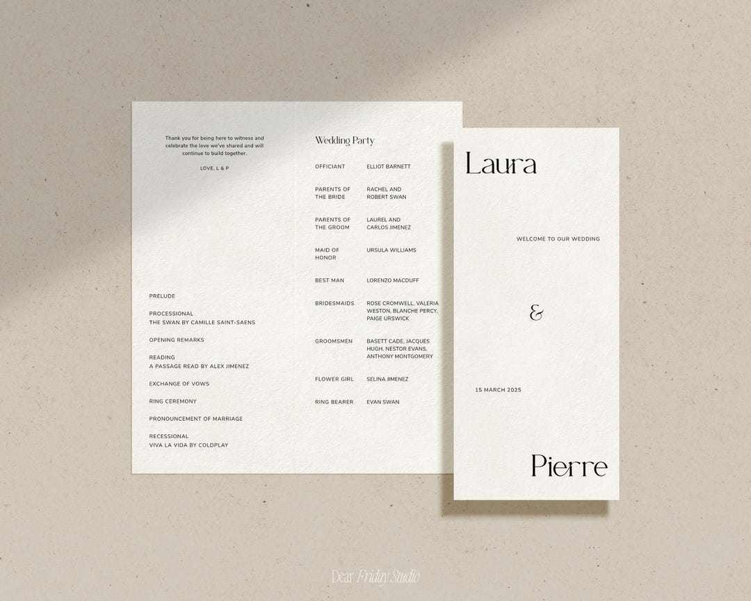 Modern Wedding Program Template, Minimalist Bright Colorful Bold Fresh ...