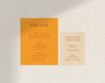 Modern Wedding Bar Menu Sign Template, Colorful Bright Typographic Editorial Stationery, Display Decor, Printable Digital Download, SORIN