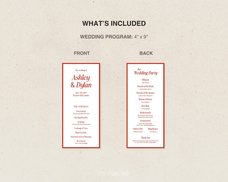 Retro Wedding Program Template, Modern Colorful Bright Stationery ...
