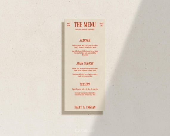Retro Wedding Menu Template, Bold Colorful Fun Bright Vintage Inspired Modern Wedding Stationery, Editable Printable Digital Download, FIFI