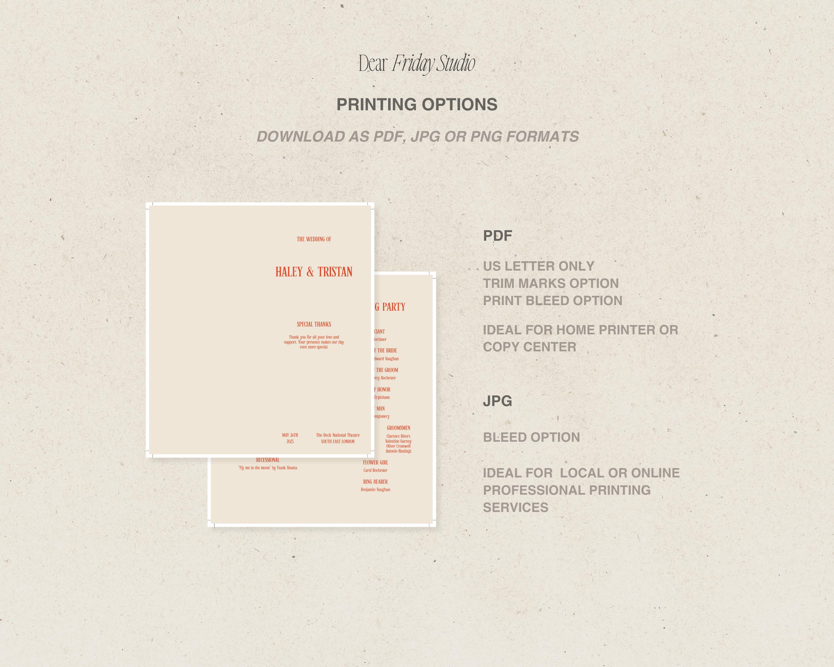 Retro Wedding Program Template, Bold Colorful Fun Bright Vintage ...