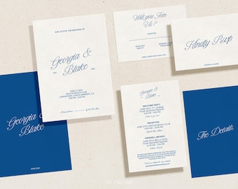 Modern Wedding Invitation Template, Retro Bright Colorful Whimsical Stationery, Calligraphy Script Printable Digital Download, PALMIERS