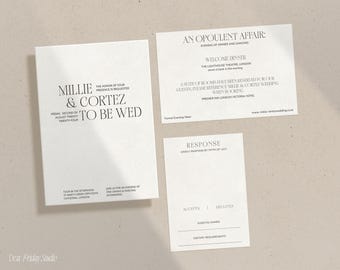 Modern Minimalist Wedding Invitation Template, Classic Simple Editorial Stationery Suite, Chic Invites, Printable Digital Download, EDGE