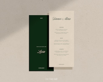 Menú de boda retro con plantilla para nombres de invitados, papelería moderna con tipografía vintage para el día de la boda, descarga digital imprimible personalizada, NOTO