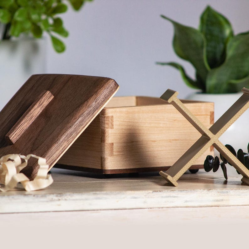 Wooden Desk Organizer Box | Desktop Storage With Divider | Handmade ...