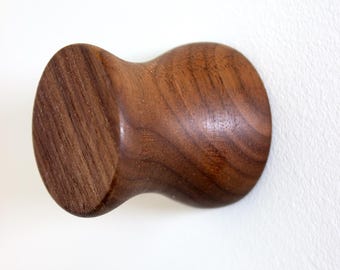 Paquete de 3 ganchos de pared de nogal: Perchas de madera para colgar abrigos