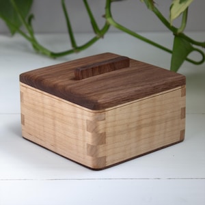 Desktop Organizer Box: Workspace Storage from Maple & Walnut Wood