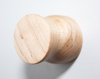 Maple Wall Hooks, Wooden Coat Pegs for Hanging, Handcrafted Decorative Wood Hangers for Clothes and Hats, Mounted Round Knobs for Entryway