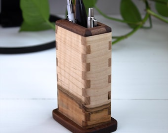 Wooden Pen Holder | Handmade Pencil Cup | Natural Desk Organizer