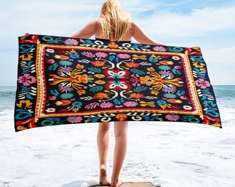 Toalla de playa boho mexicana: estilo vibrante de verano