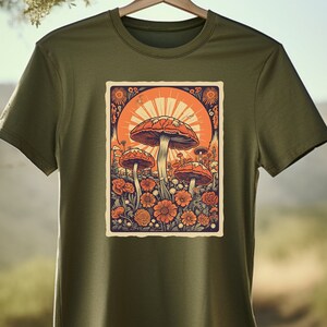 Zauberhafter Sonnenaufgang: Pilzwiese Unisex T-Shirt