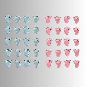 Baby Footprint Embellishments, Pearl Blue or Pink Self-Adhesive stickers Baby Feet, Girl/Boy Pink/Blue - Student midwife birth counter extra