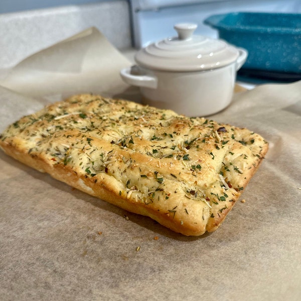 Loaf pan personal focaccia