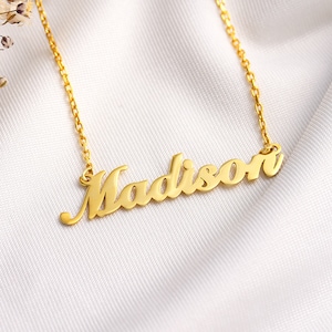 Dainty Gold Name Necklace, Gift For Mom, 925K Silver Necklace, Custom Jewelry For Women, Solid Gold Necklace, Valentine Day Gift