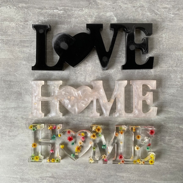 Décoration Home Love en résine époxy