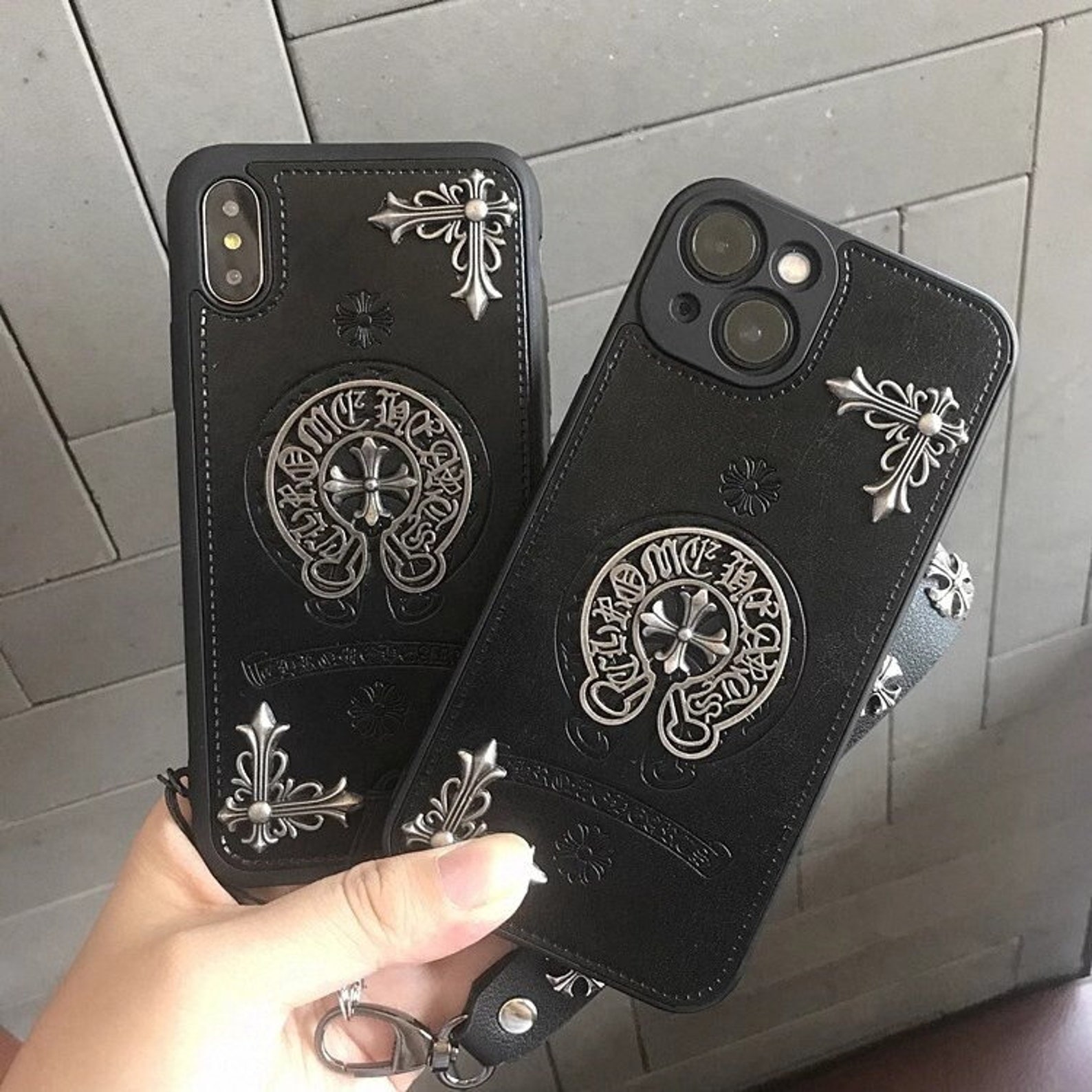Chrome Hearts Leather Phone Caseiphone Case Chrome Etsy