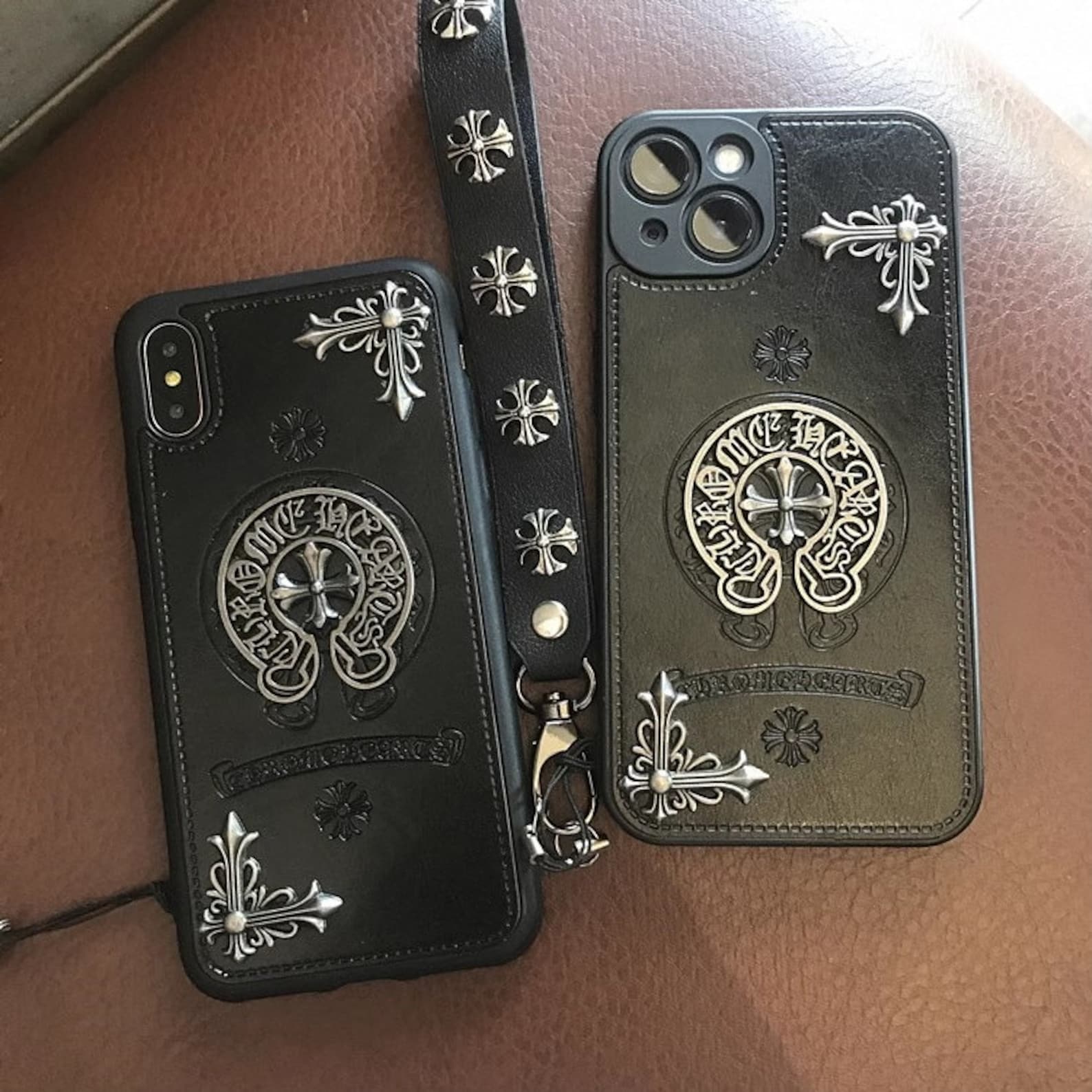 Chrome Hearts Leather Phone Caseiphone Case Chrome Etsy