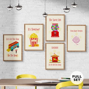 Circus Life Fairground Carnival Nostalgic Wall Art Posters / Full Set Of 5 / Print Up To A1 Size / Instant Download Printables