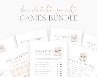 Tea Party Bridal Shower Games Bundle, Floral Bridal Shower Tea Party Games, Printable Shower Games Pack, Editable Bridal Shower Games Bundle