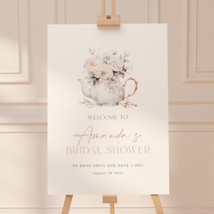 Minimal Bridal Tea Party Welcome Sign Template, Floral Tea Party Bridal Shower Welcome Sign, Printable Bridal Tea Shower Welcome Poster