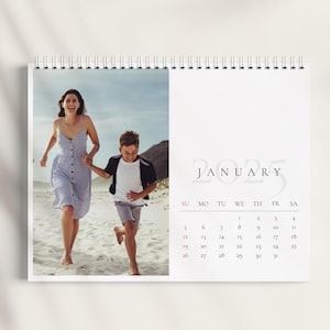 Minimal Photo Calendar Template 2025, 11x8.5 Calendar Template, 2025 Wall Calendar With Photos, Editable Photo Calendar, Monthly Calendar