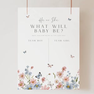 Wildflower Gender Reveal Sign Template, Floral Gender Guess Sign, Baby Gender Reveal Party Voting Board, Gender Reveal Signature Guestbook