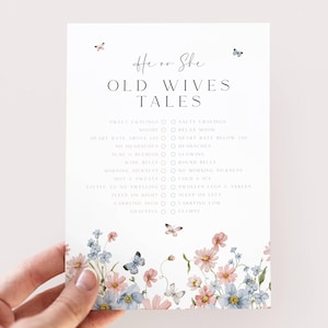 Modèle de signe bébé vieilles femmes contes, fleurs sauvages sexe révéler signe, sexe révéler jeu signe, carte imprimable sexe révéler vieilles femmes contes