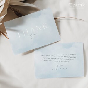 Plantilla de tarjeta de agradecimiento de despedida de soltera de Cloud Nine, tarjeta de agradecimiento de ducha de nube mínima mínima, tarjeta de agradecimiento de despedida de soltera plana y tienda plegada