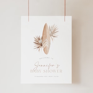Surf Beach Baby Shower Welcome Sign Template, Minimal Baby On Board Baby Shower Welcome Sign, Coastal Baby Shower, Gender Neutral Shower