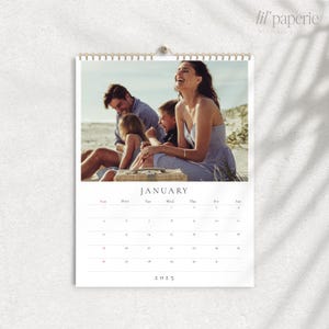 Minimal Photo Calendar Template 2025, 8.5x11 Calendar Template, 2025 Wall Calendar With Photos, Editable Photo Calendar, Monthly Calendar