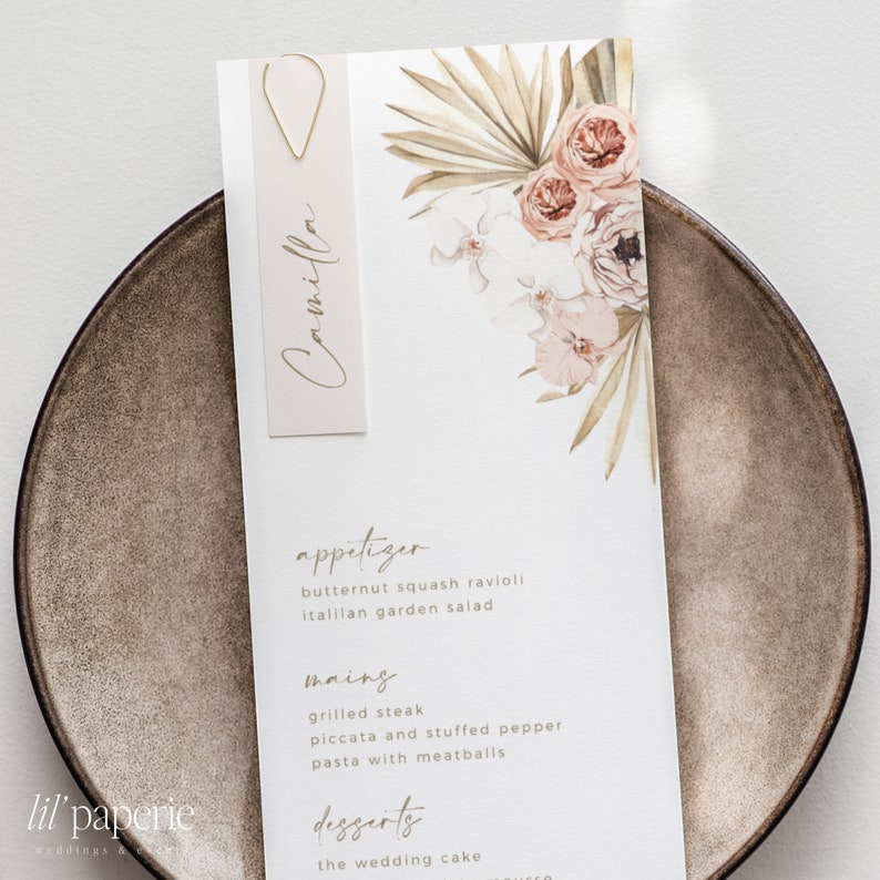 Boho Floral Wedding Menu Template Download, Chic Boho Wedding Menu ...