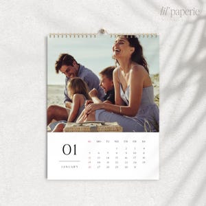Minimal Photo Calendar Template 2025, 8.5x11 Calendar Template, 2025 Wall Calendar With Photos, Editable Photo Calendar, Monthly Calendar