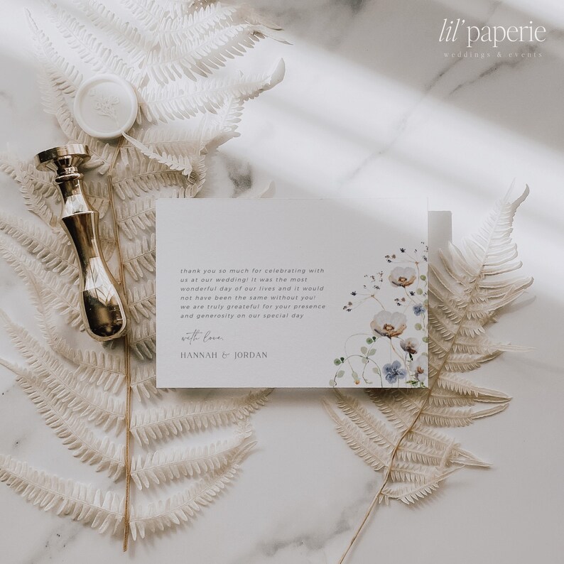 Generosity Card Wildflowers Wedding Thank You Card Template, Minimal Floral Thank You ...