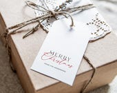 Minimalist Christmas Gift Tag Template, Printable Merry Christmas Tag, Modern Christmas Favor Tag, Editable Hoilday Gift Tag, Elegant Tag