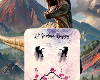 Tyrannosaurus Rex silhouette earrings (stainless steel posts)
