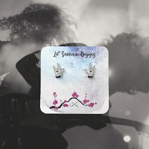 Rock n Roll hand symbol stud earrings (made with stainless steel posts)