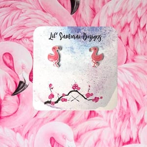 Cute Flamingo stud earrings (made with stainless steel posts)