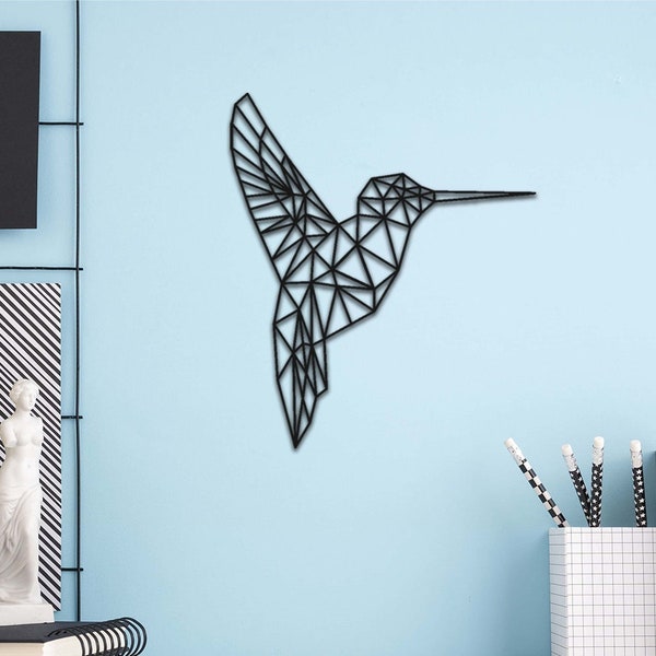 Polygon Bird Metal Wall Art - Décor de style polygone - Tenture murale nature - Décoration murale animale - Conception en métal - Conception Cnc découpée au laser