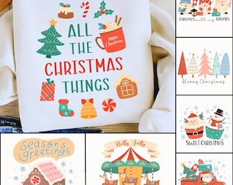 Christmas PNG Bundle, 10 Cute Christmas Shirt Designs, Christmas Sublimation PNG, Holiday T Shirt Digital Download