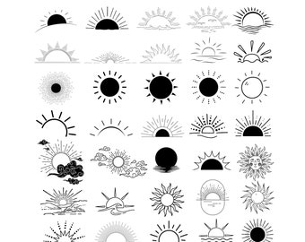 35 Sunrise SVG, Sunrise Png, Sunset Svg, Sunset Png, Sunrise Clipart, Sunset Clipart, Sun Rise Sun Set Cricut Silhouette. SVG/PNG